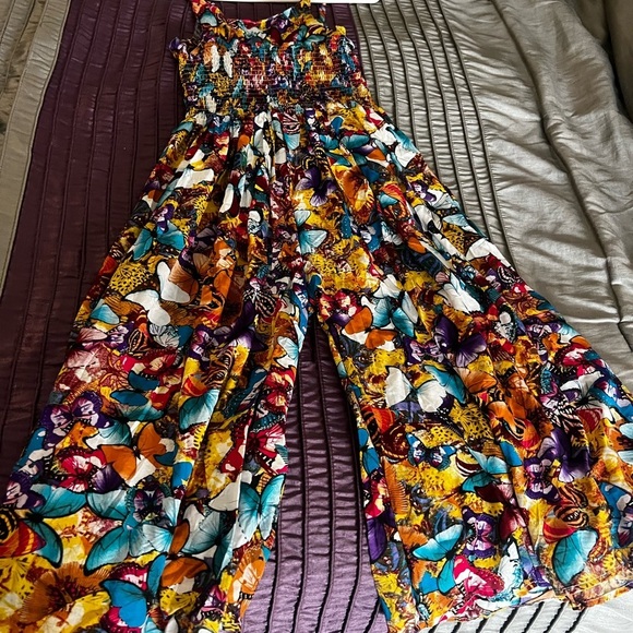 Pants - Colorful Butterfly Print Jumpsuit